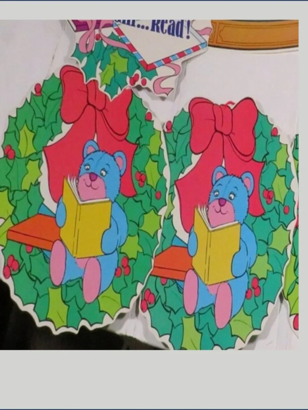 VTG Christmas Gift of Reading Bulletin Board Die Cut 7 Piece Lot 1980s Library